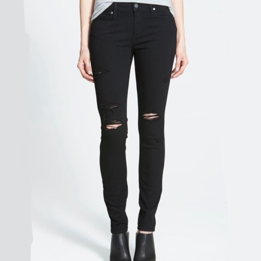 PAIGE Black Ripped Skinny Jeans